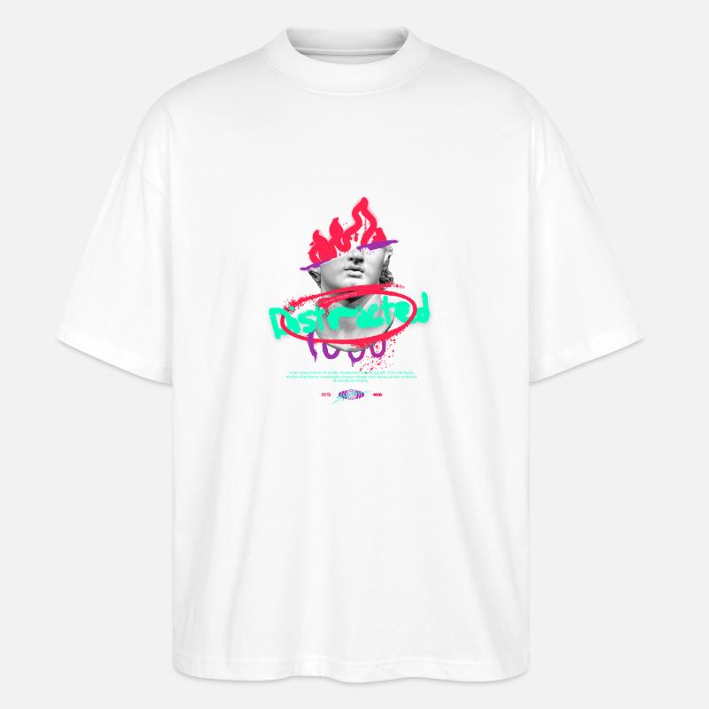 Collage de bustes graffitis au néon - T-shirt bio Blaster 2.0 coupe oversize Stanley/Stella Unisexe - blanc
