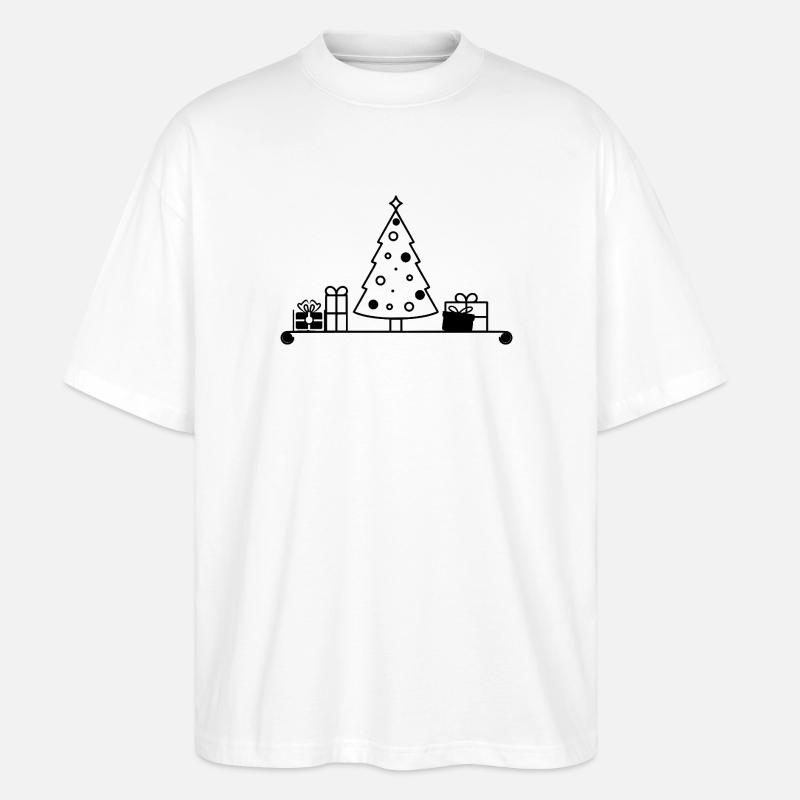 Weihnachtsbaum auf Regal mit Geschenken - Stanley/Stella Oversized Unisex Bio T-Shirt Blaster 2.0 - Weiß