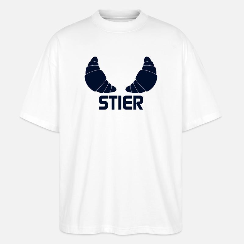 Sternzeichen Stier Croissants - Stanley/Stella Oversized Unisex Bio T-Shirt Blaster 2.0 - Weiß