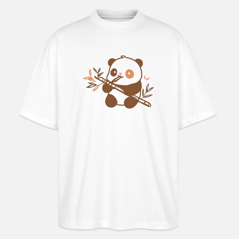 Kuschelpanda mit Bambus - Stanley/Stella Oversized Unisex Bio T-Shirt Blaster 2.0 - Weiß