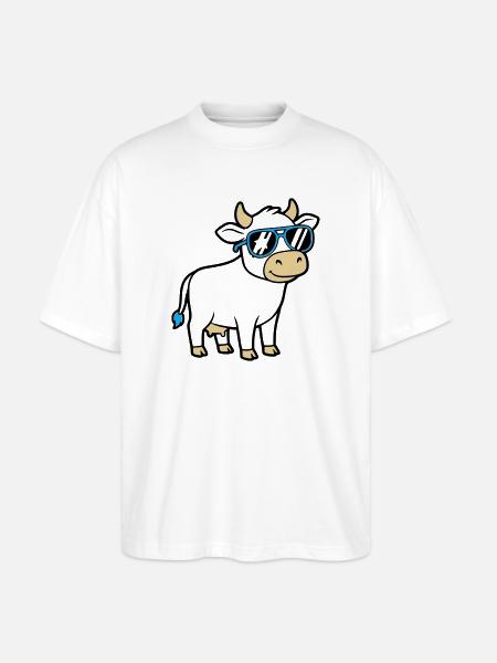 Cool Cow Sunglasses Casual Vector - Stanley/Stella Oversized Unisex Organic T-shirt Blaster 2.0 - white