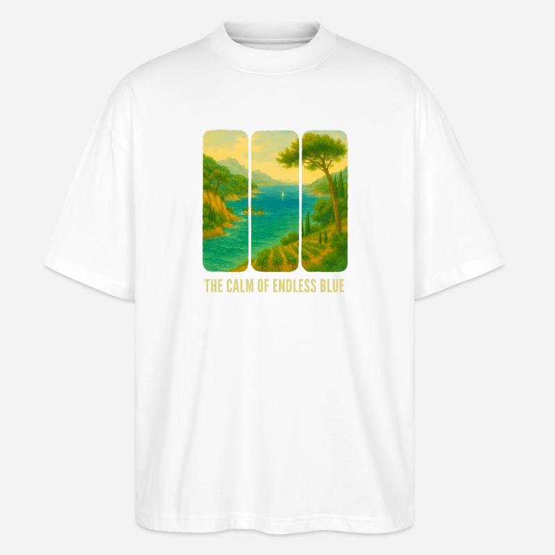 Le calme de l’horizon bleu - T-shirt bio Blaster 2.0 coupe oversize Stanley/Stella Unisexe - blanc