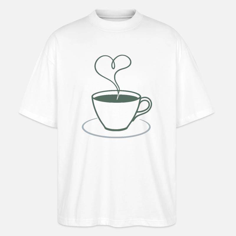Herzdampf Kaffee Illustration - Stanley/Stella Oversized Unisex Bio T-Shirt Blaster 2.0 - Weiß