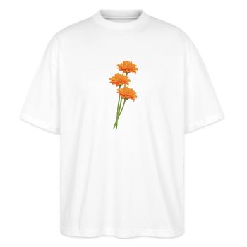 Orange Gerbera Trio - T-shirt bio Blaster 2.0 coupe oversize Stanley/Stella Unisexe - blanc - Devant - Alina (178cm) & Michal (187cm)