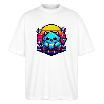 Monstre duveteux néon - T-shirt bio Blaster 2.0 coupe oversize Stanley/Stella Unisexe - blanc - Devant - Alina (178cm) & Michal (187cm)