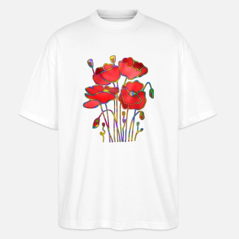 Blumen - Stanley/Stella Oversized Unisex Bio T-Shirt Blaster 2.0 - Weiß