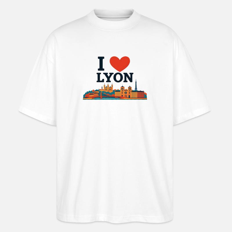 I Love Lyon – Bunte Skyline - Stanley/Stella Oversized Unisex Bio T-Shirt Blaster 2.0 - Weiß