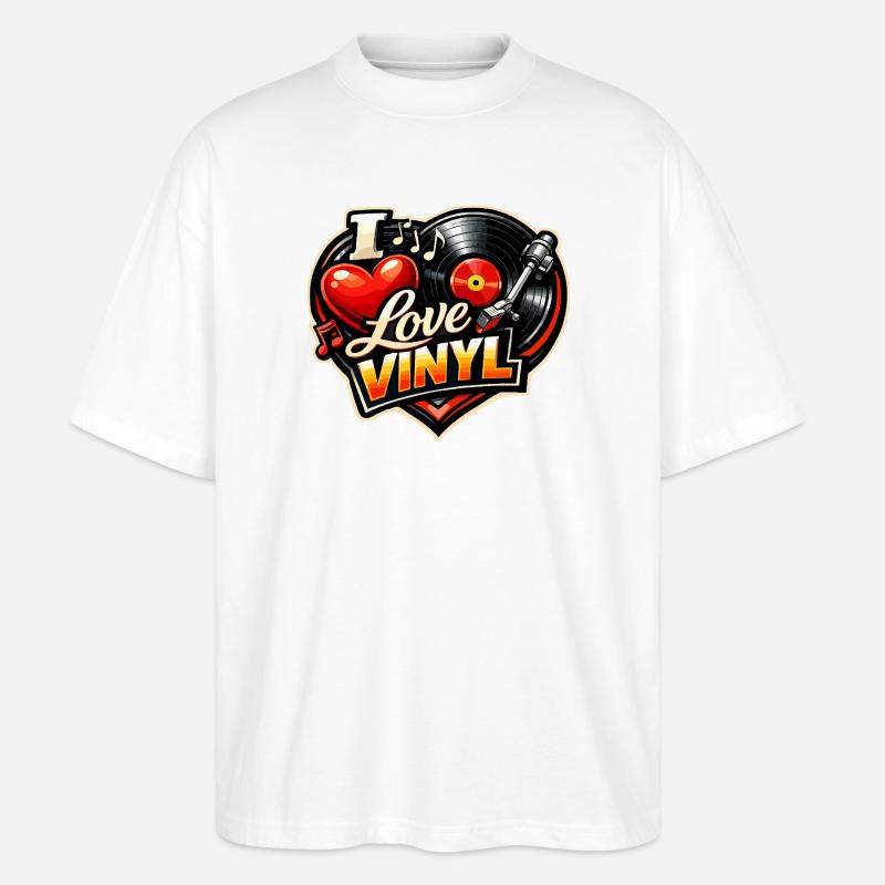 Love Vinyl Heart Logo - Stanley/Stella Oversized Unisex Bio T-Shirt Blaster 2.0 - Weiß