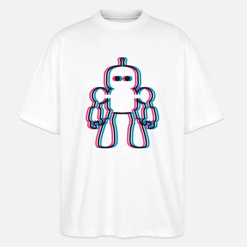 Roboter 3D Effekt KI Sci-Fi  - Stanley/Stella Oversized Unisex Bio T-Shirt Blaster 2.0 - Weiß