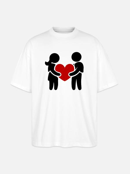 Paar Verliebt Herz - Stanley/Stella Oversized Unisex Bio T-Shirt Blaster 2.0 - Weiß