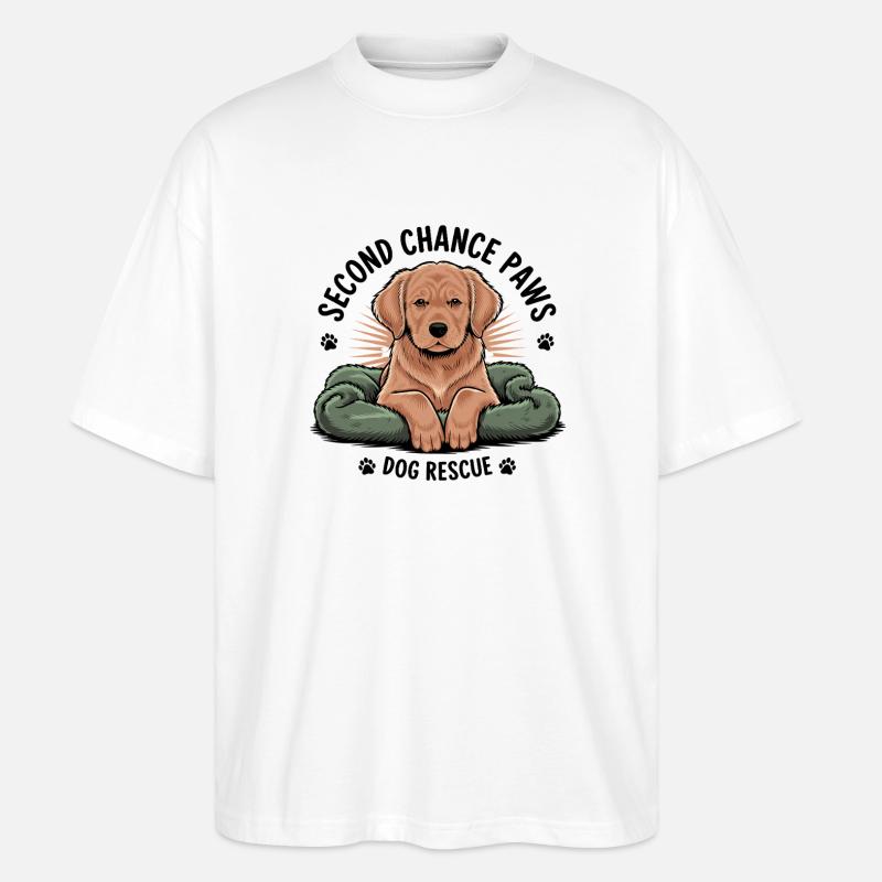 Second Chance Paws Hund Rettung - Stanley/Stella Oversized Unisex Bio T-Shirt Blaster 2.0 - Weiß