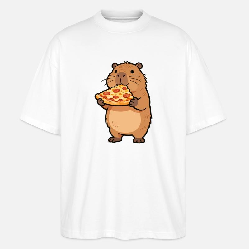 Pizza Hamster Motiv - Stanley/Stella Oversized Unisex Bio T-Shirt Blaster 2.0 - Weiß