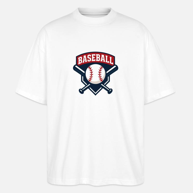 Baseball Emblem Schild mit Ball - Stanley/Stella Oversized Unisex Bio T-Shirt Blaster 2.0 - Weiß