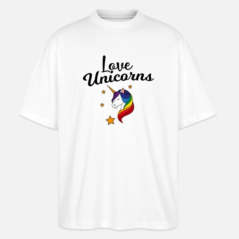 Regenbogen Einhorn Sternenzauber - Stanley/Stella Oversized Unisex Bio T-Shirt Blaster 2.0 - Weiß