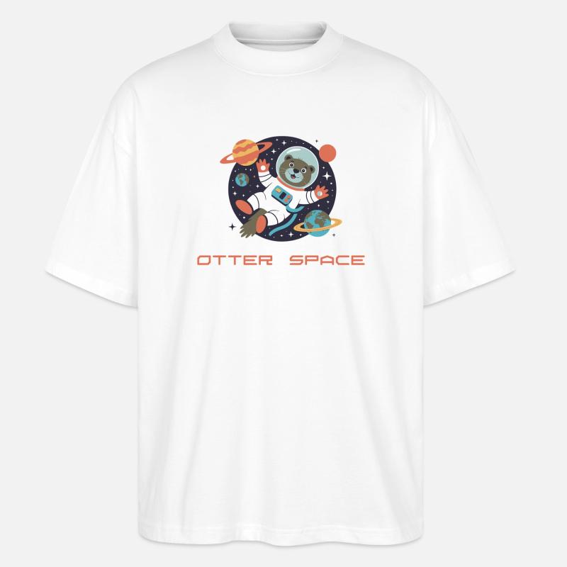 Otter in Space Rétro Comic - T-shirt bio Blaster 2.0 coupe oversize Stanley/Stella Unisexe - blanc