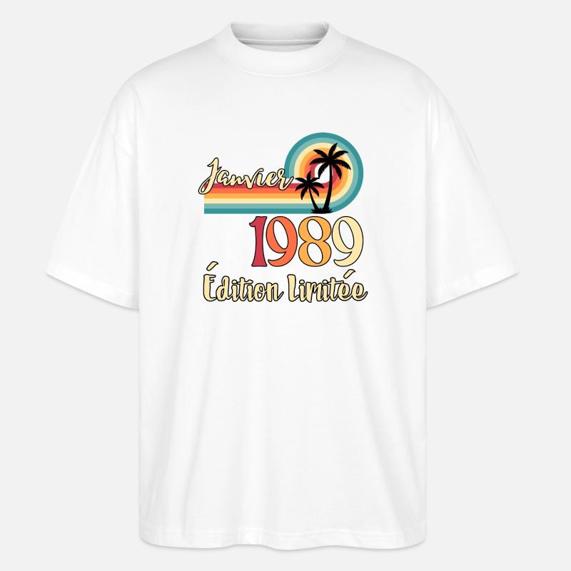 Januar 1989 – Retro Limited Edition - Stanley/Stella Oversized Unisex Bio T-Shirt Blaster 2.0 - Weiß