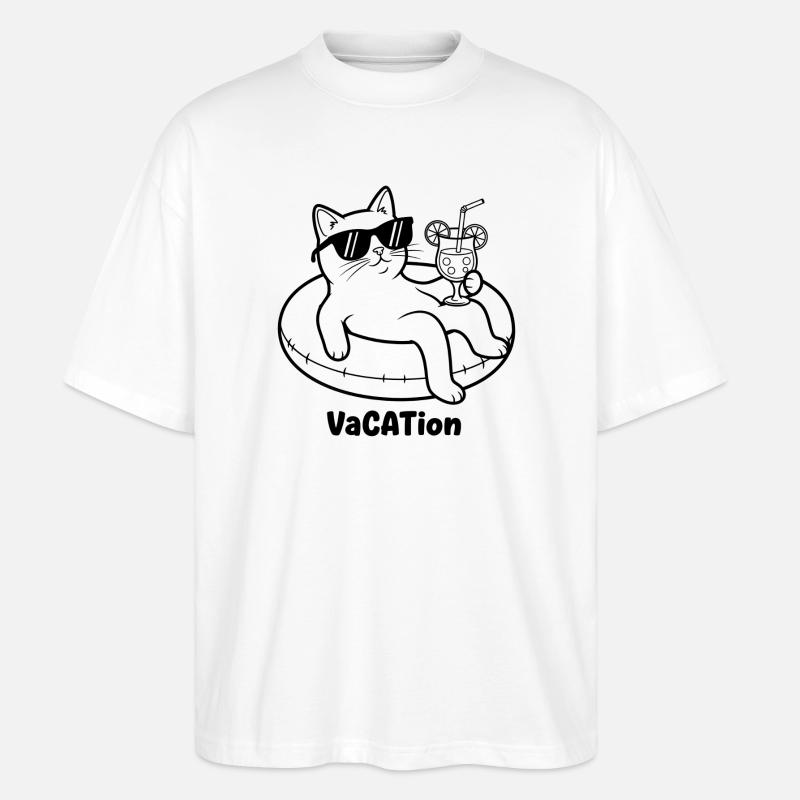 Katzenurlaub am Pool VaCATtion - Stanley/Stella Oversized Unisex Bio T-Shirt Blaster 2.0 - Weiß