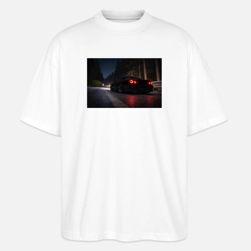 Nachtsportwagen auf der Straße - Stanley/Stella Oversized Unisex Bio T-Shirt Blaster 2.0 - Weiß