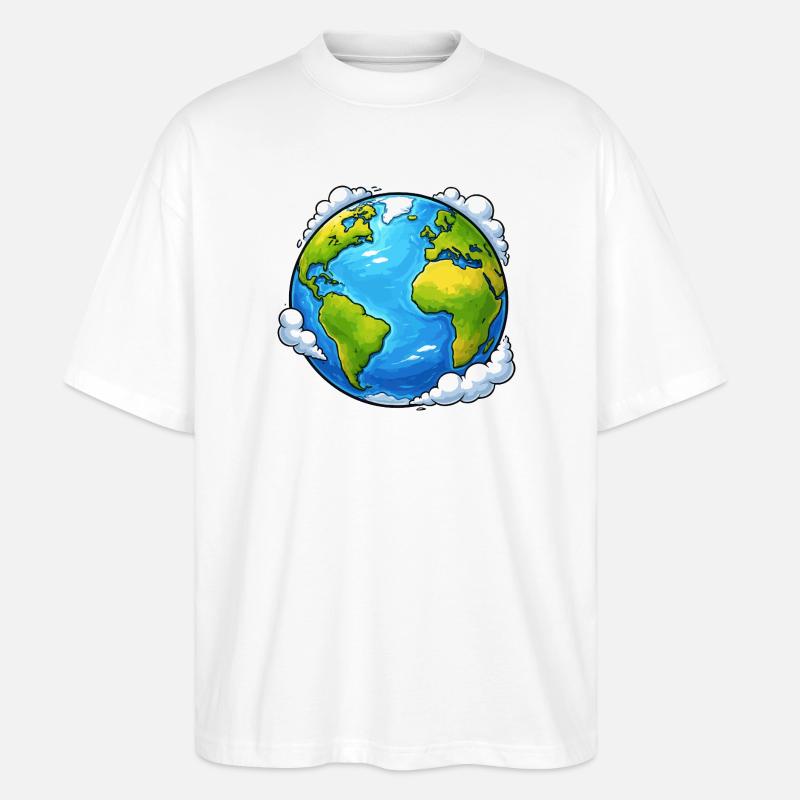 Erde Welt Planet - Stanley/Stella Oversized Unisex Bio T-Shirt Blaster 2.0 - Weiß