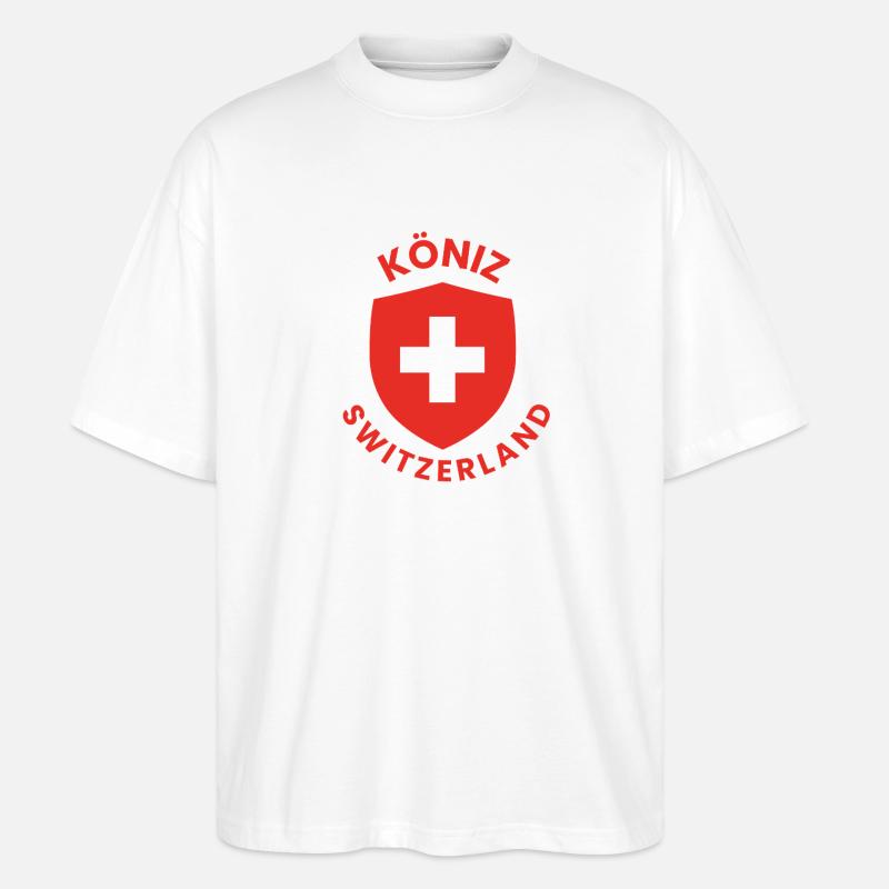 Köniz Schweiz Schildemblem - Stanley/Stella Oversized Unisex Bio T-Shirt Blaster 2.0 - Weiß