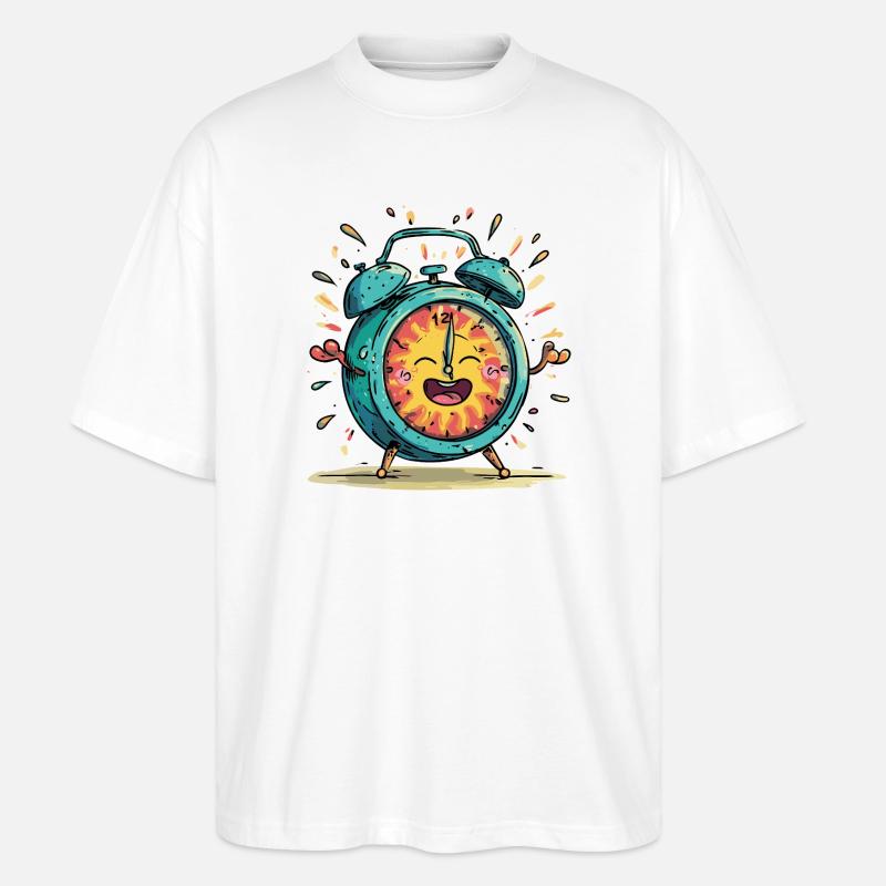 Sun Alarm Clock Celebration Image - Stanley/Stella Oversized Unisex Organic T-shirt Blaster 2.0 - white