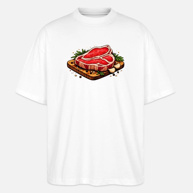 Saftiges Steak Illustration - Stanley/Stella Oversized Unisex Bio T-Shirt Blaster 2.0 - Weiß