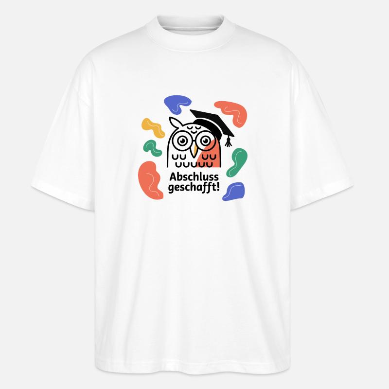 Abschluss-Eule Abstract Organic - Stanley/Stella Oversized Unisex Bio T-Shirt Blaster 2.0 - Weiß