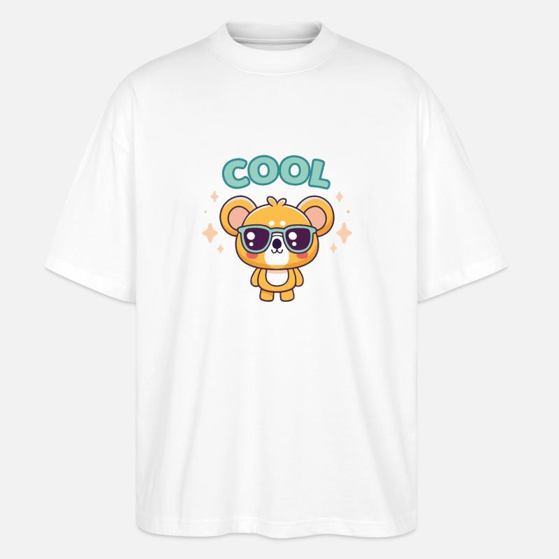 Coole Teddybär-Retro-Brille - Stanley/Stella Oversized Unisex Bio T-Shirt Blaster 2.0 - Weiß
