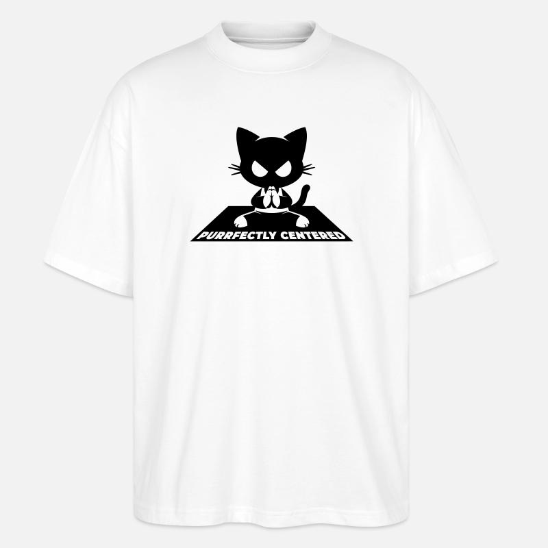 Yoga pour chats parfaitement centré - T-shirt bio Blaster 2.0 coupe oversize Stanley/Stella Unisexe - blanc
