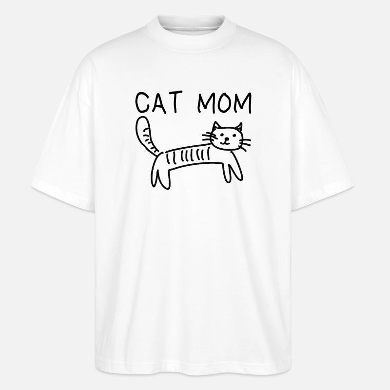 Katze Spruch Cat Mom - Stanley/Stella Oversized Unisex Bio T-Shirt Blaster 2.0 - Weiß
