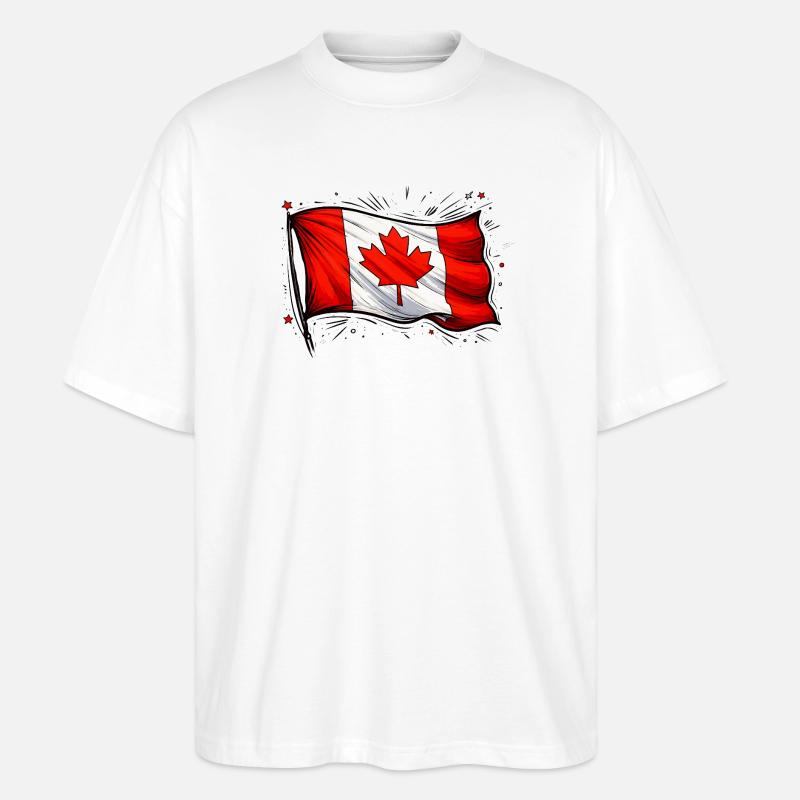 Drapeau du Canada - T-shirt bio Blaster 2.0 coupe oversize Stanley/Stella Unisexe - blanc