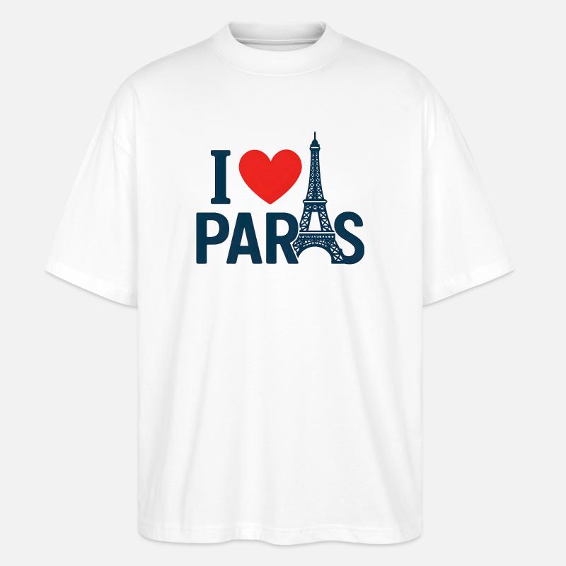 Ich liebe Paris und den Eiffelturm - Stanley/Stella Oversized Unisex Bio T-Shirt Blaster 2.0 - Weiß