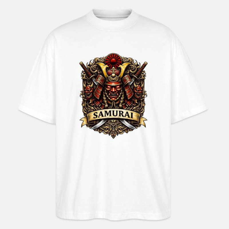 Samurai Crest Warrior Art - Stanley/Stella Oversized Unisex Organic T-shirt Blaster 2.0 - white