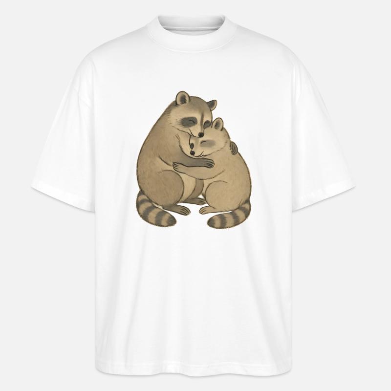 Kuschelfreunde Waschbärpaar - Stanley/Stella Oversized Unisex Bio T-Shirt Blaster 2.0 - Weiß