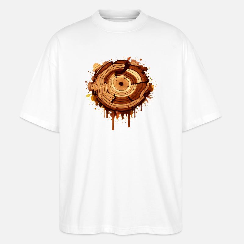 Baumscheibe im Graffiti Stil mit Farbklecksen  - Stanley/Stella Oversized Unisex Bio T-Shirt Blaster 2.0 - Weiß
