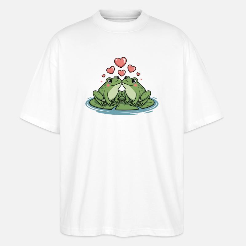 Frosch Paar Herz - Stanley/Stella Oversized Unisex Bio T-Shirt Blaster 2.0 - Weiß
