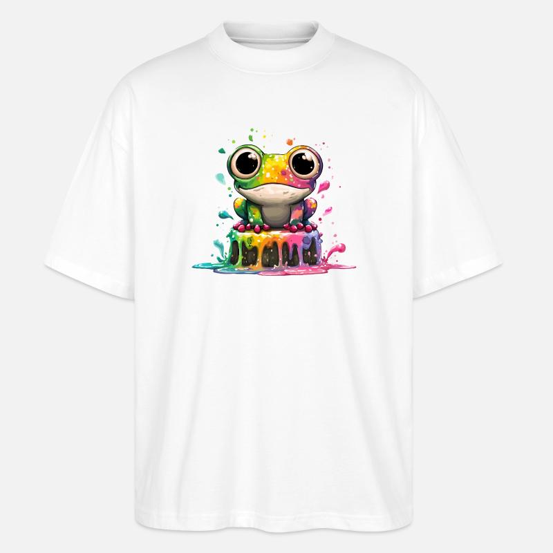 Rainbow Frog Kitchen Magic - Stanley/Stella Oversized Unisex Organic T-shirt Blaster 2.0 - white