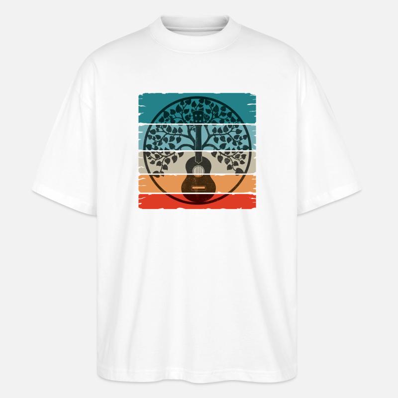 Ukulele Mandala on retro sunset - Stanley/Stella Oversized Unisex Bio T-Shirt Blaster 2.0 - Weiß