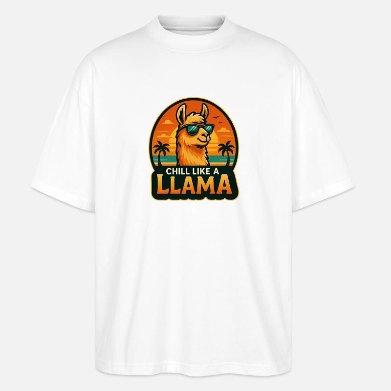 Chill wie ein Lama - Stanley/Stella Oversized Unisex Bio T-Shirt Blaster 2.0 - Weiß