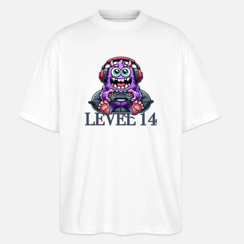 Gaming monsters while gaming - Stanley/Stella Oversized Unisex Organic T-shirt Blaster 2.0 - white