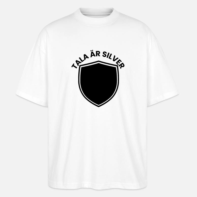 Silberner Schild mit Jahresthema - Stanley/Stella Oversized Unisex Bio T-Shirt Blaster 2.0 - Weiß