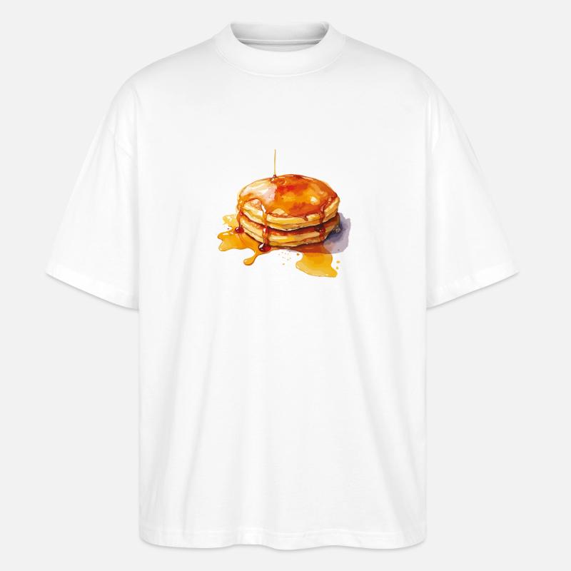 Syrup Pancake Stack - Stanley/Stella Oversized Unisex Organic T-shirt Blaster 2.0 - white