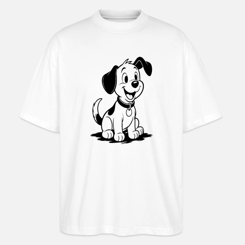 Fröhlicher Welpenfreund - Stanley/Stella Oversized Unisex Bio T-Shirt Blaster 2.0 - Weiß