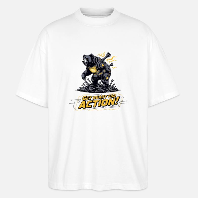 Bear Mech Aktionsausrüstung - Stanley/Stella Oversized Unisex Bio T-Shirt Blaster 2.0 - Weiß