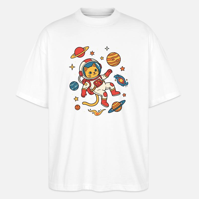 Astronaut Cat Galaxy Adventure - Stanley/Stella Oversized Unisex Bio T-Shirt Blaster 2.0 - Weiß
