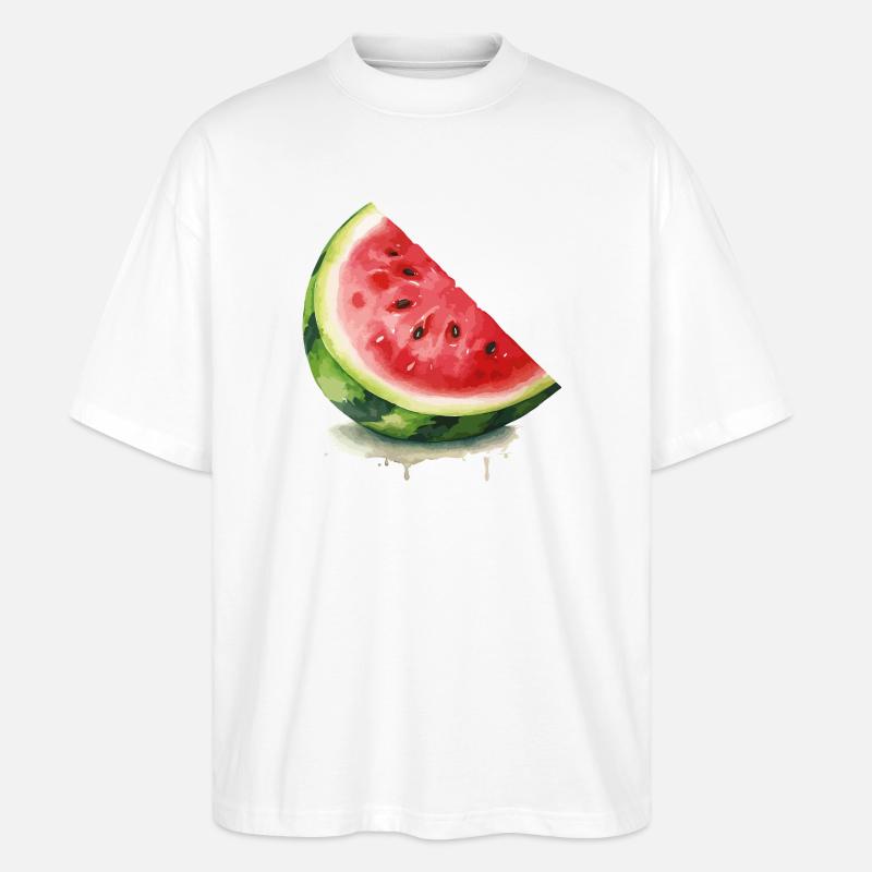 Aquarell-Wassermelone Scheibe - Stanley/Stella Oversized Unisex Bio T-Shirt Blaster 2.0 - Weiß