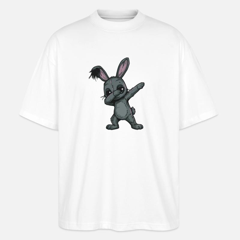 Gribouillis de lapins en patchwork - T-shirt bio Blaster 2.0 coupe oversize Stanley/Stella Unisexe - blanc