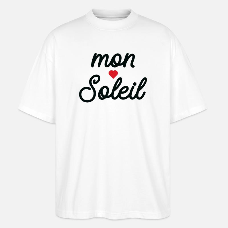 Mon Soleil cœur en Script - T-shirt bio Blaster 2.0 coupe oversize Stanley/Stella Unisexe - blanc