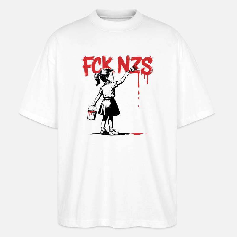 F*ck Nazis – Antifaschistischer Tee - Stanley/Stella Oversized Unisex Bio T-Shirt Blaster 2.0 - Weiß