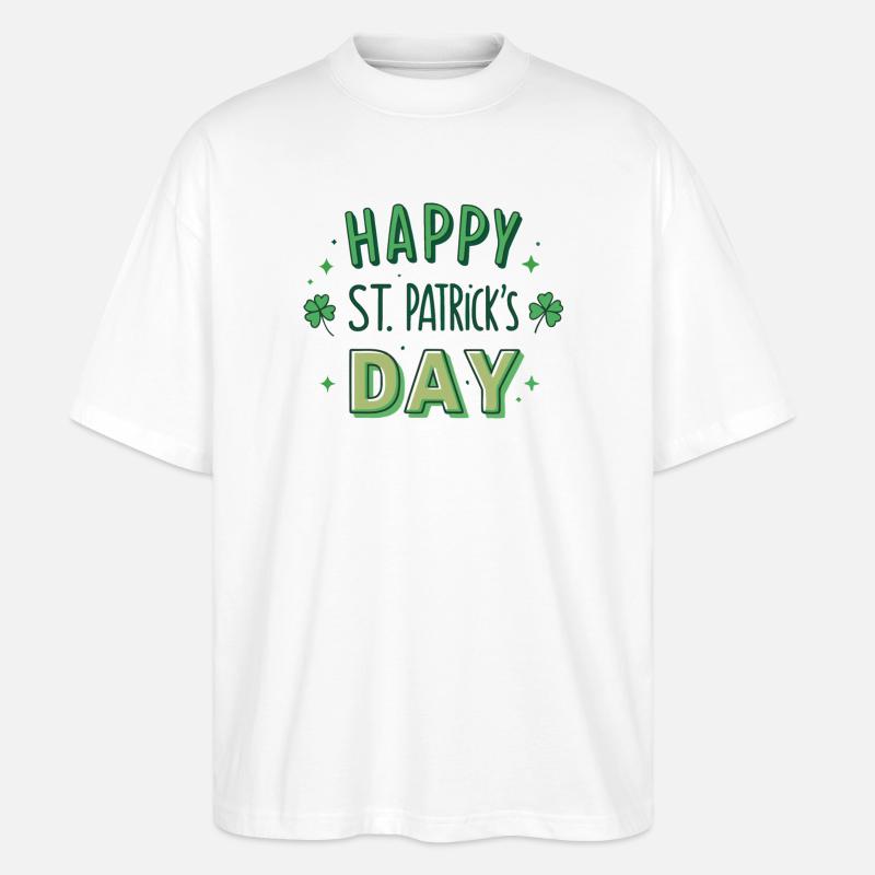 Joyeuse Saint-Patrick Graphisme Vert - T-shirt bio Blaster 2.0 coupe oversize Stanley/Stella Unisexe - blanc